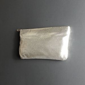 Vintage Whiting & Davis Silver Mesh Clutch Purse Make-Up Bag